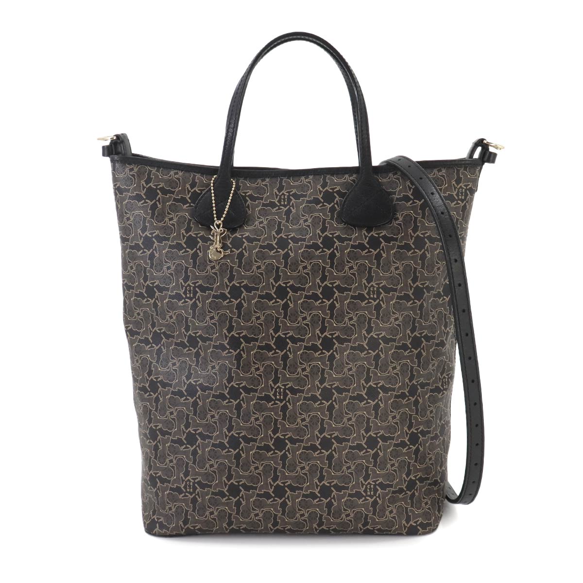 CELINE Sulky 2way Tote Shoulder Bag PVC Leather Black Vintage