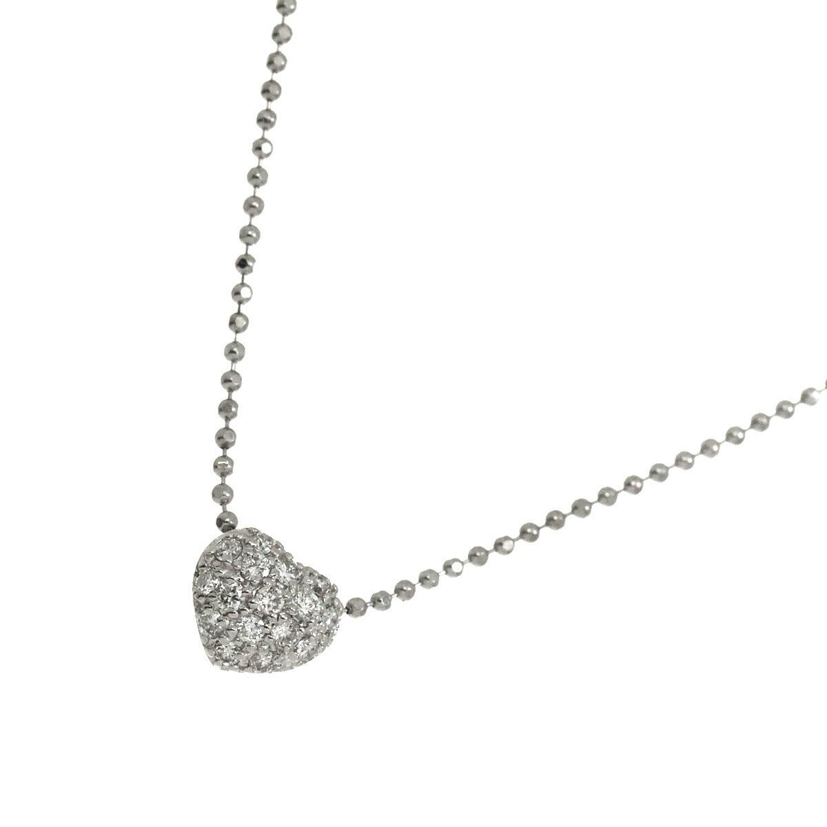 Heart Motif Diamond 0.15ct Necklace 18K White Gold 750