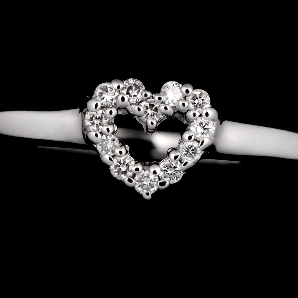 Ponte Vecchio Heart Motif Diamond 0.12ct Ring 18K WG 750 Size4.75-5(US)