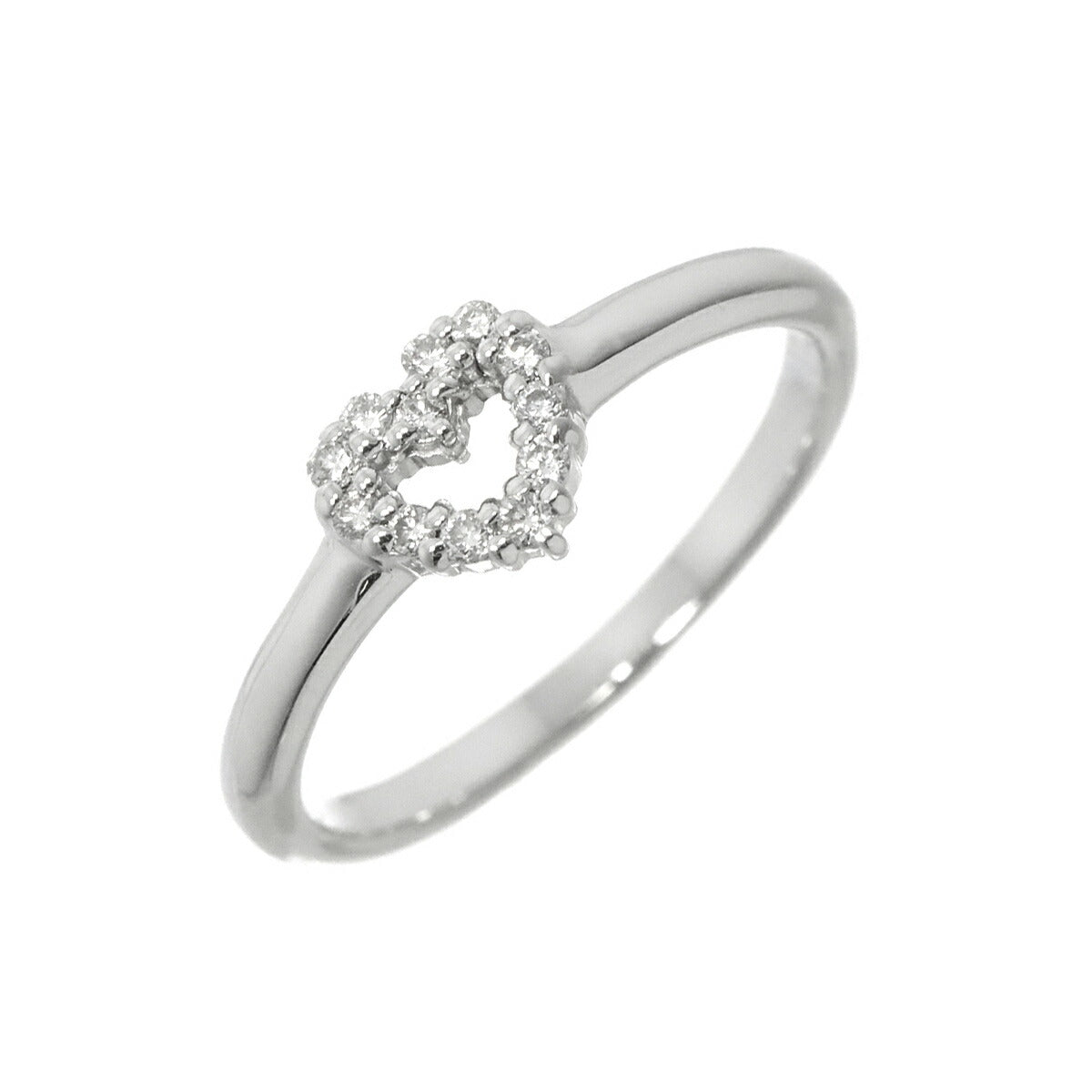 Ponte Vecchio Heart Motif Diamond 0.12ct Ring 18K WG 750 Size4.75-5(US)