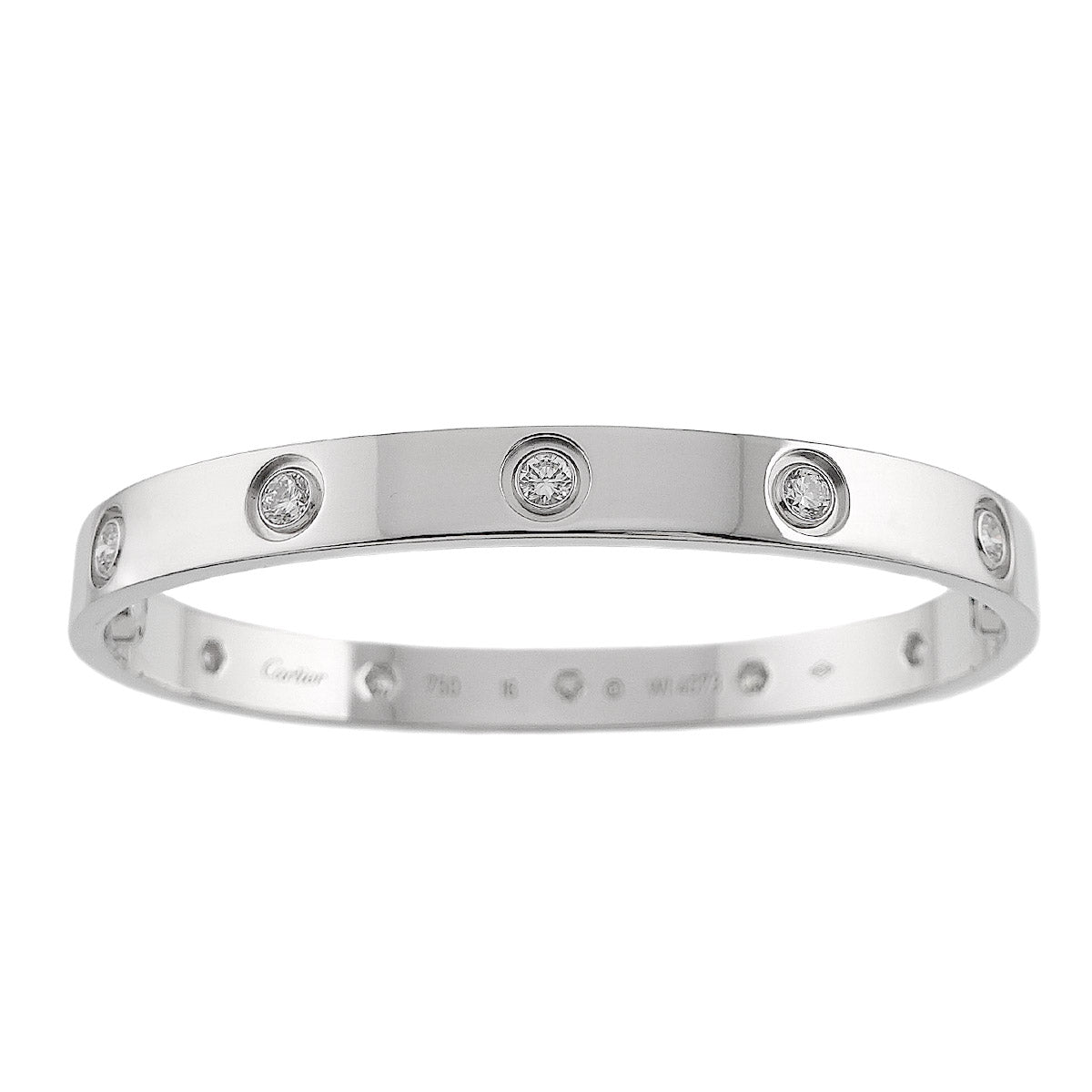 Cartier Love Bracelet Full Diamond Bangle 18K WG 750 Size16