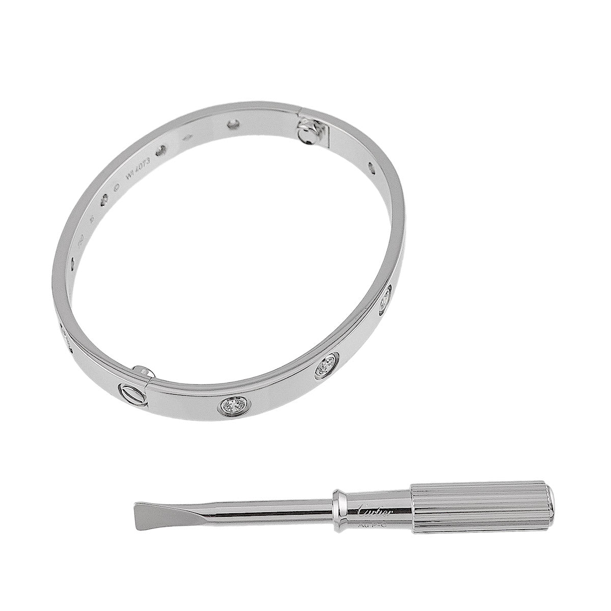 Cartier Love Bracelet Full Diamond Bangle 18K WG 750 Size16