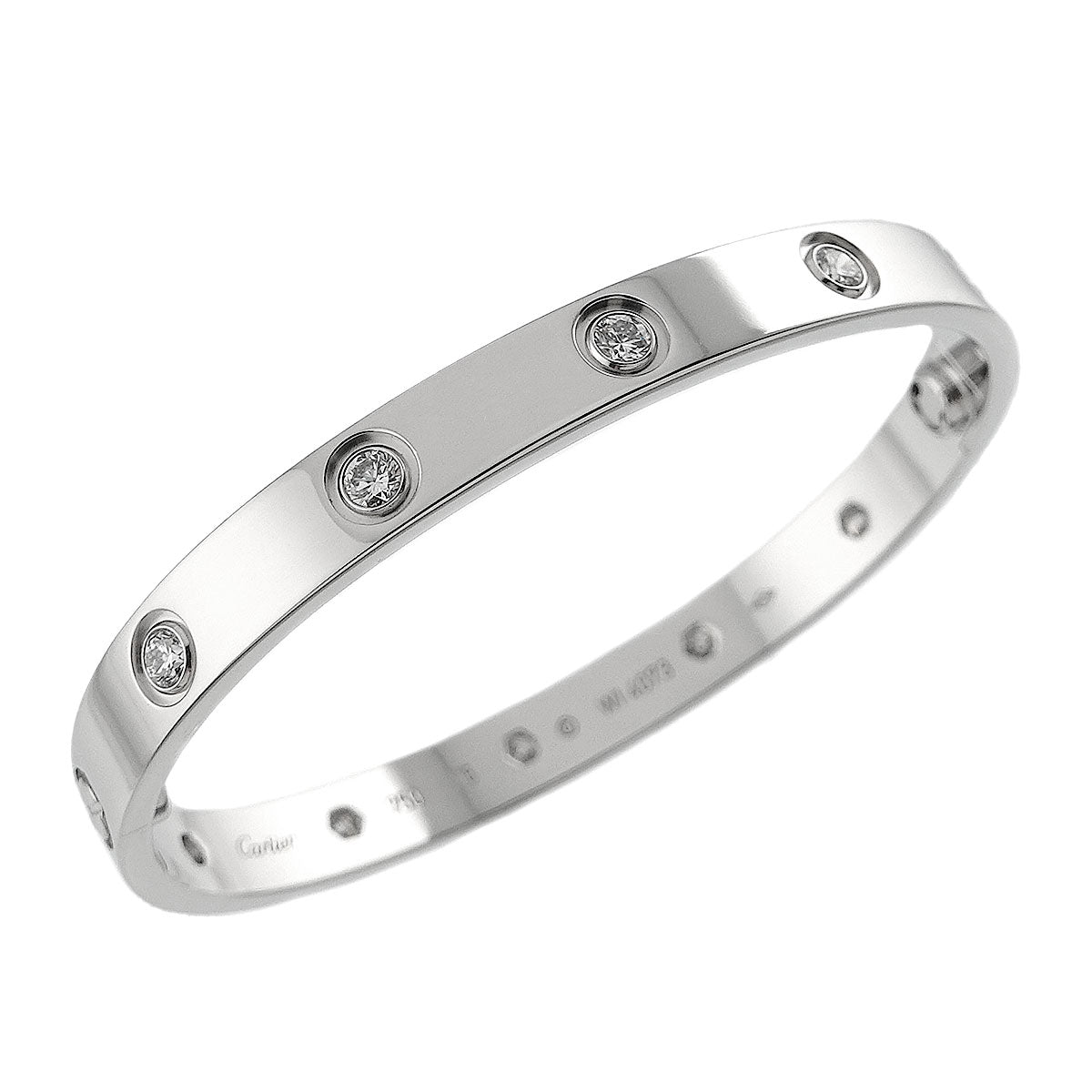 Cartier Love Bracelet Full Diamond Bangle 18K WG 750 Size16