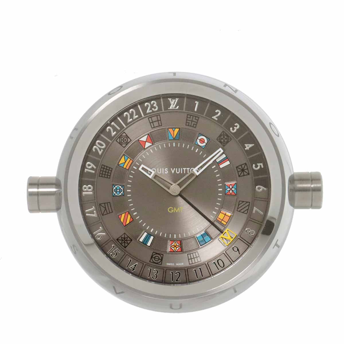 Tambour Table Clock GMT Quartz Mens