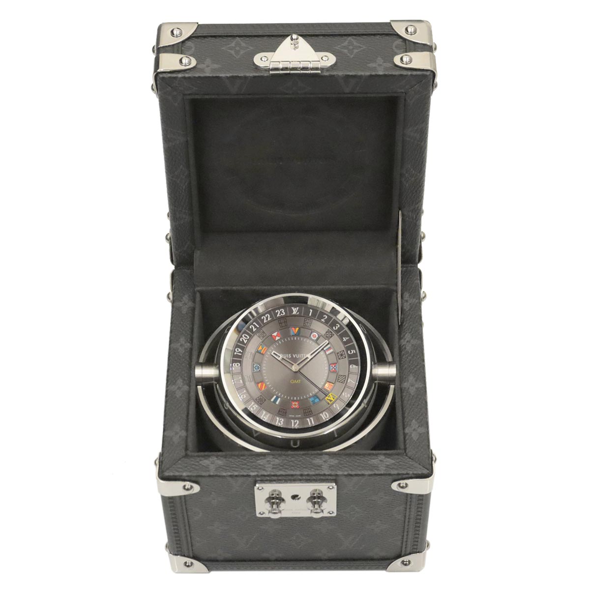 Tambour Table Clock GMT Quartz Mens