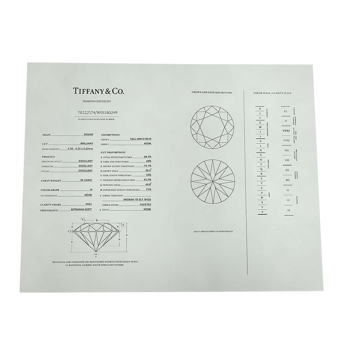 Diamond 0.30ct H/VVS1/3EX Ring Platinum Size3.25-3.75(US)