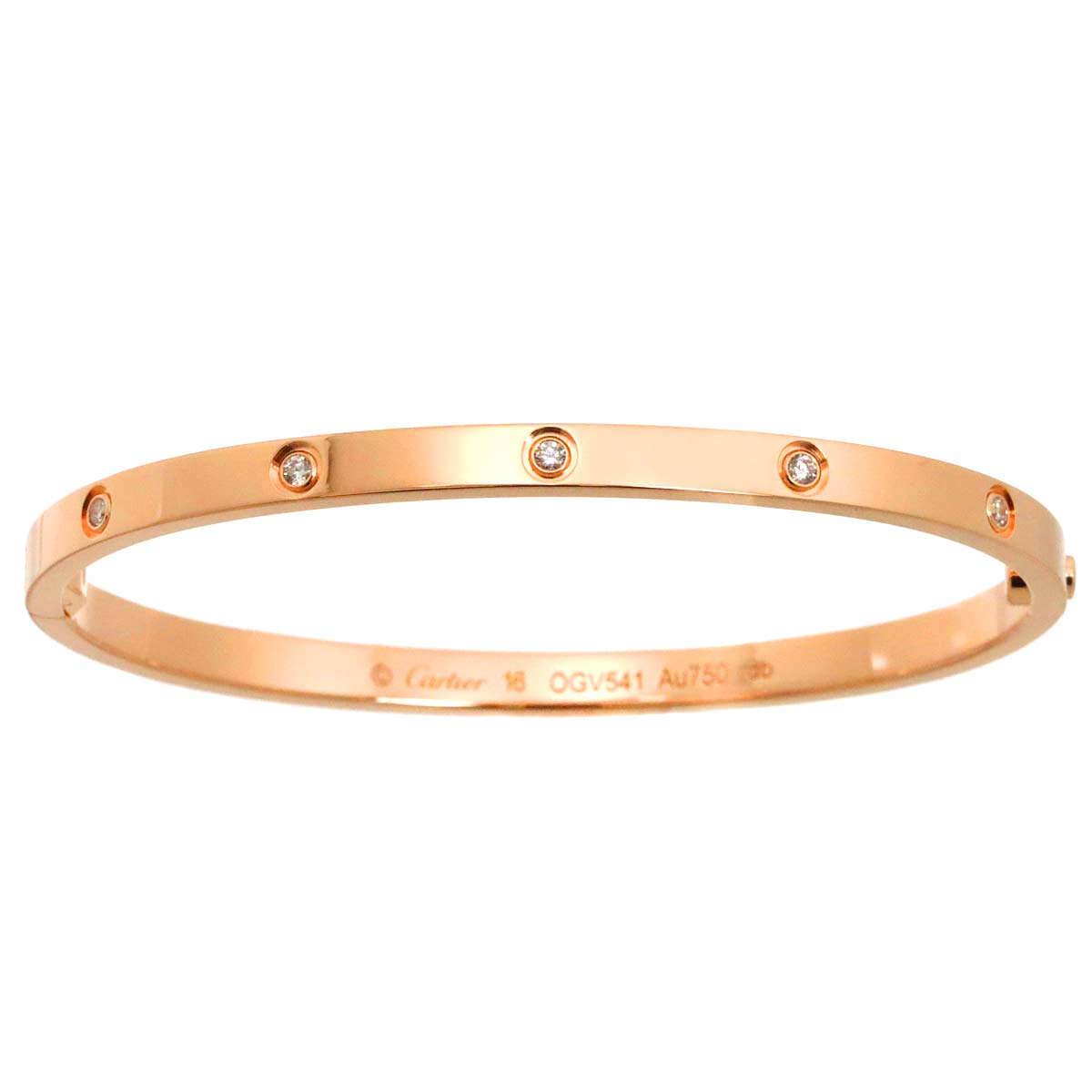 Love Bracelet SM Full Diamond Bangle 18K Pink Gold 750 Size16