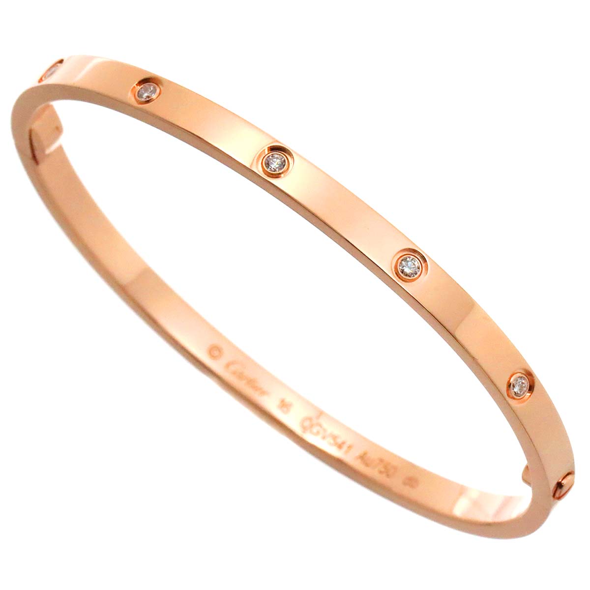 Love Bracelet SM Full Diamond Bangle 18K Pink Gold 750 Size16