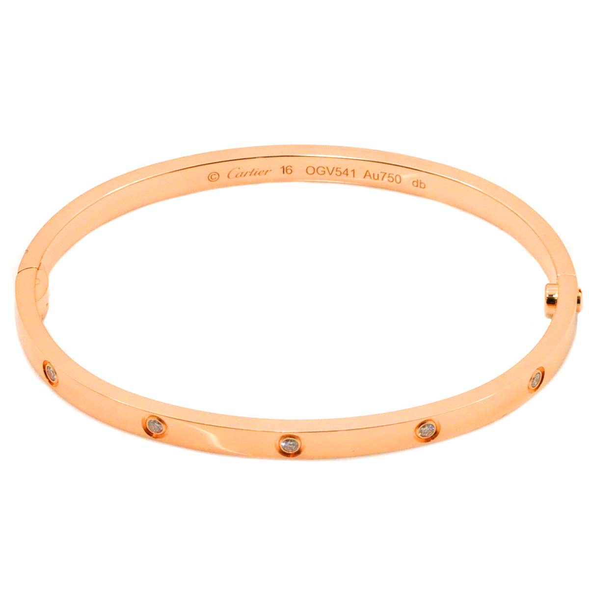 Love Bracelet SM Full Diamond Bangle 18K Pink Gold 750 Size16