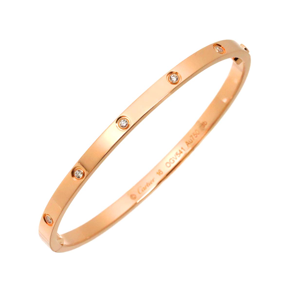 Love Bracelet SM Full Diamond Bangle 18K Pink Gold 750 Size16