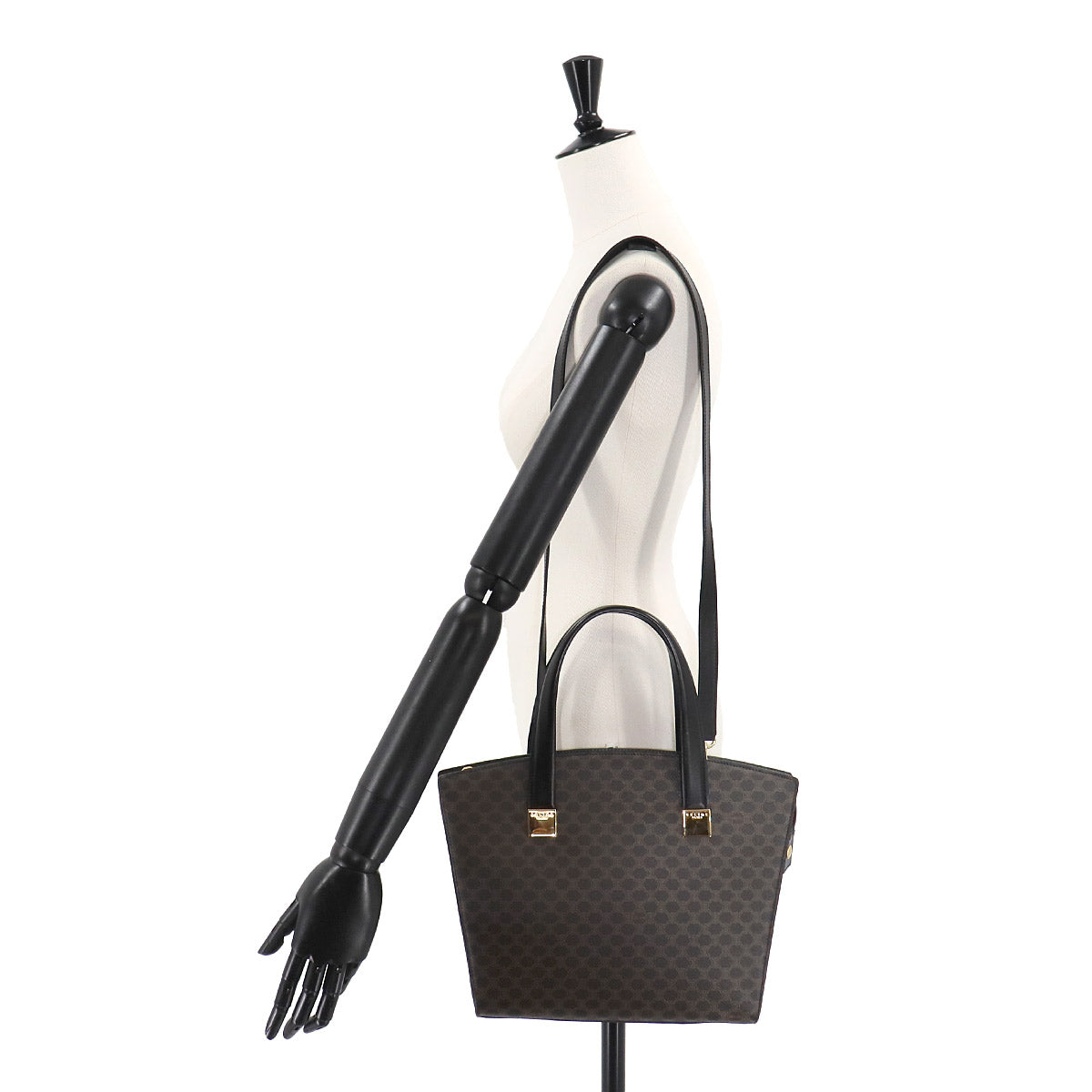 Macadam Hand Bag Leather PVC Black Brown Vintage Purse