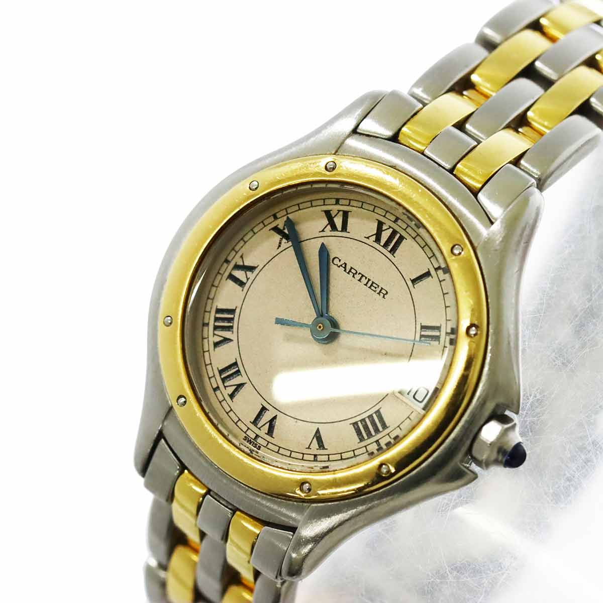 panthere cougar SM Date Two Tone K18YG Quartz cream Dial