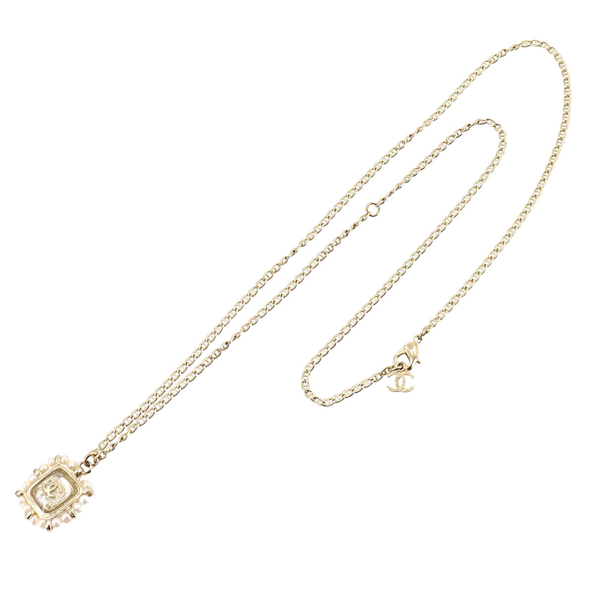 Coco Logos Necklace Gold White A16A Accessory