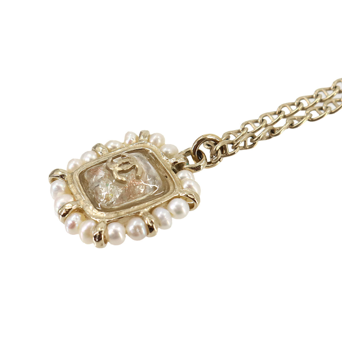 Coco Logos Necklace Gold White A16A Accessory