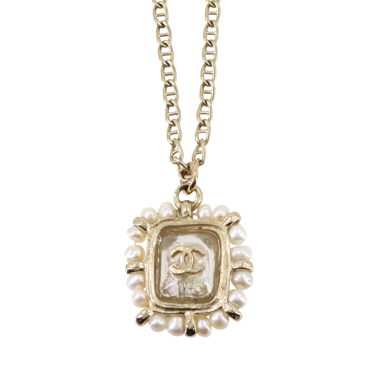 Coco Logos Necklace Gold White A16A Accessory