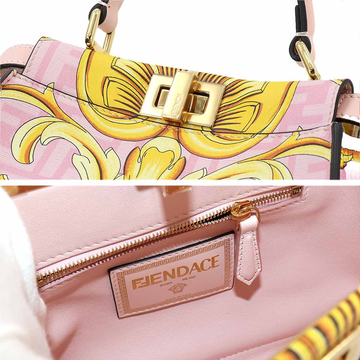 Fendace Peekaboo Hand Shoulder Bag Leather Pink 8BN244 90253953