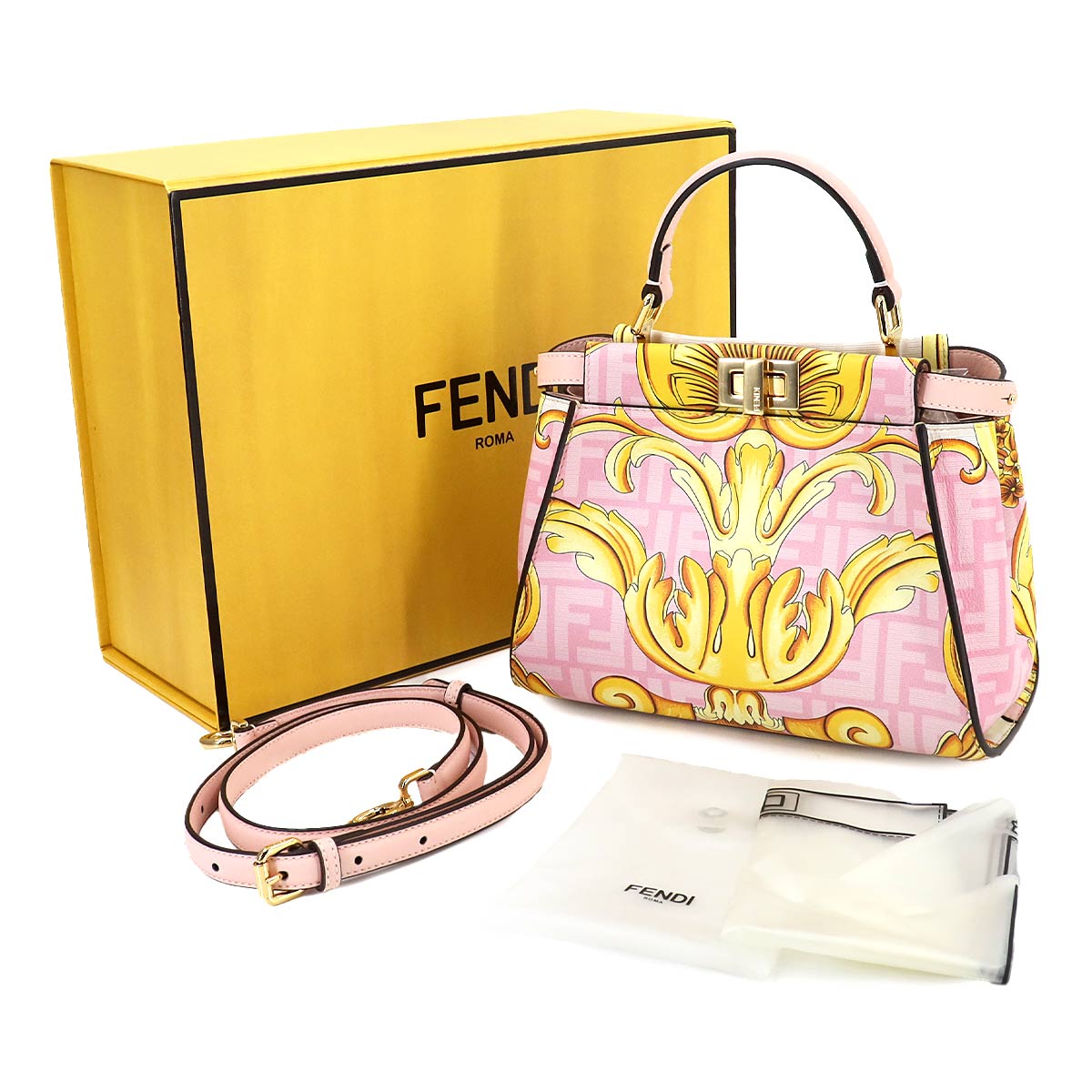 Fendace Peekaboo Hand Shoulder Bag Leather Pink 8BN244 90253953