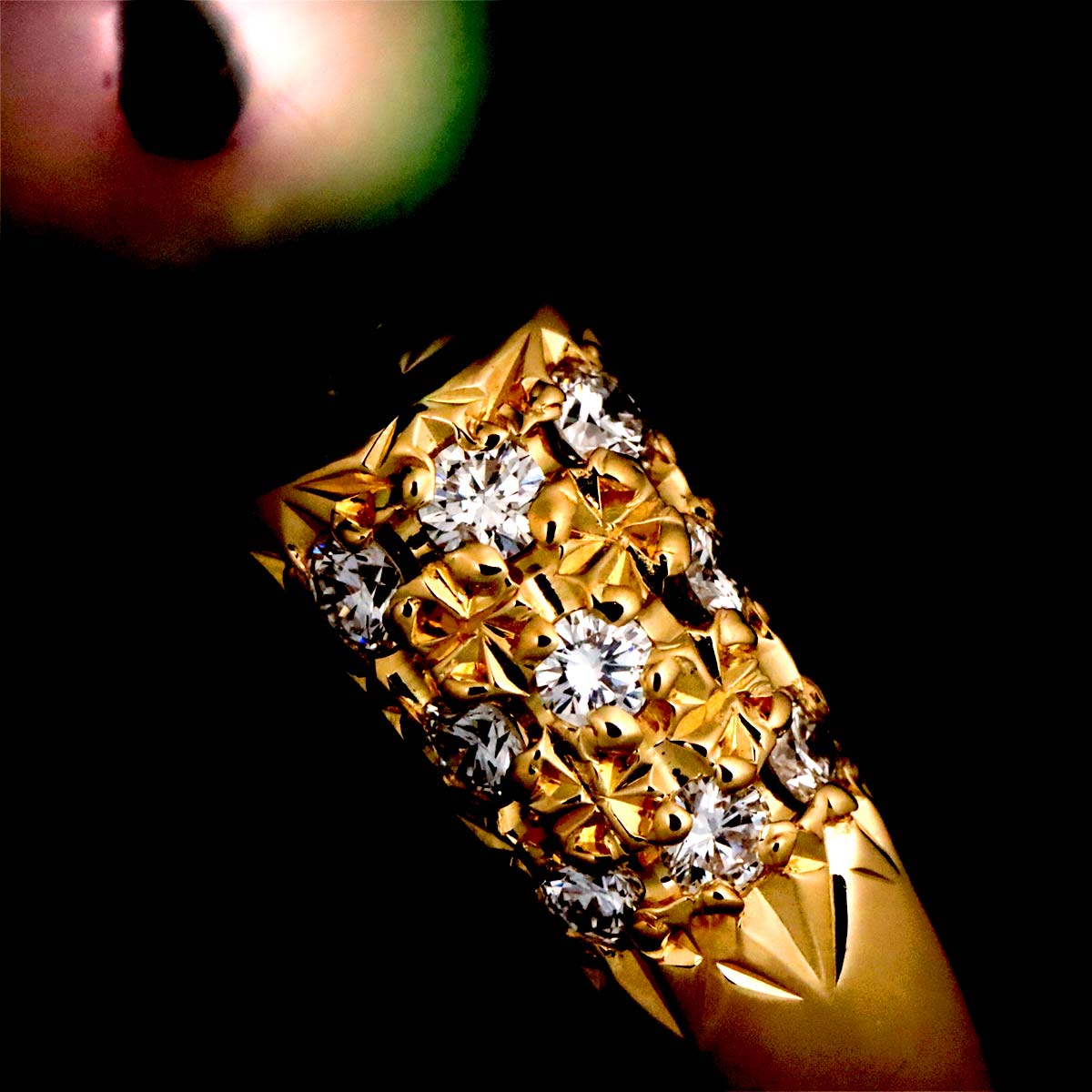 TASAKI Black Pearl 10.7mm Diamond 0.32ct Ring 18K YG 750 5.5-5.75(US)