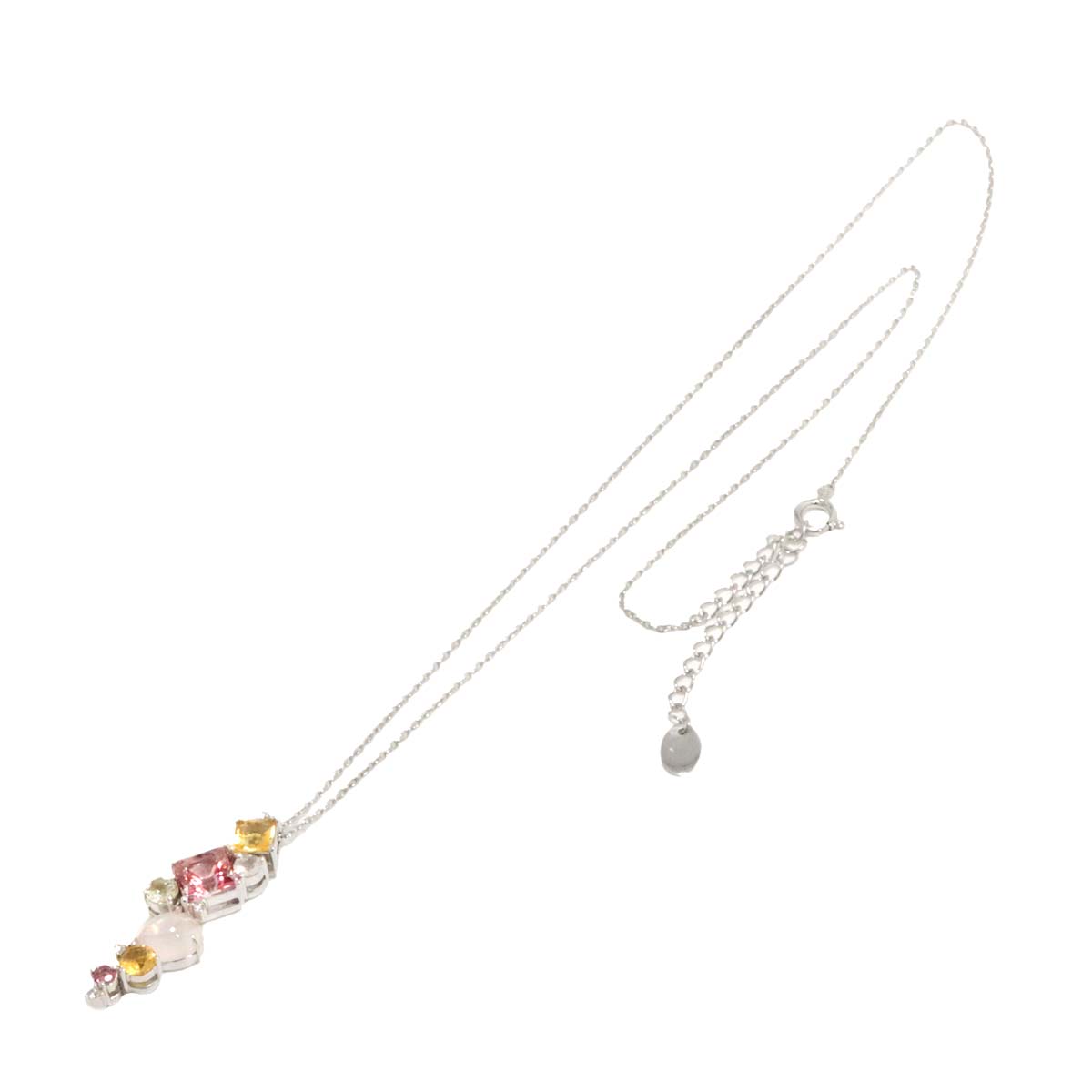 Multi Stone Necklace 18K White Gold 750