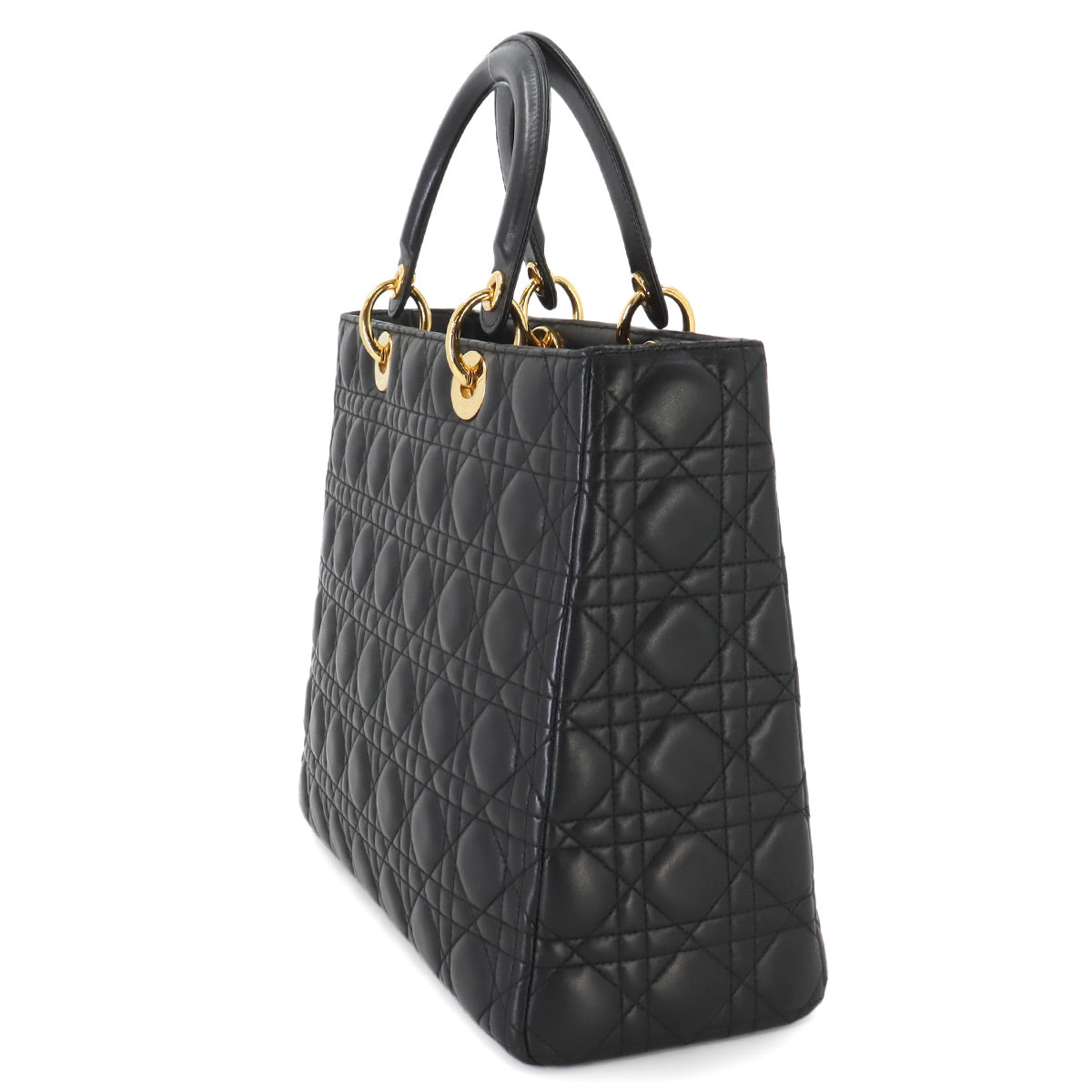 Lady Dior Large 2way Hand Shoulder Bag Leather Black 90255247