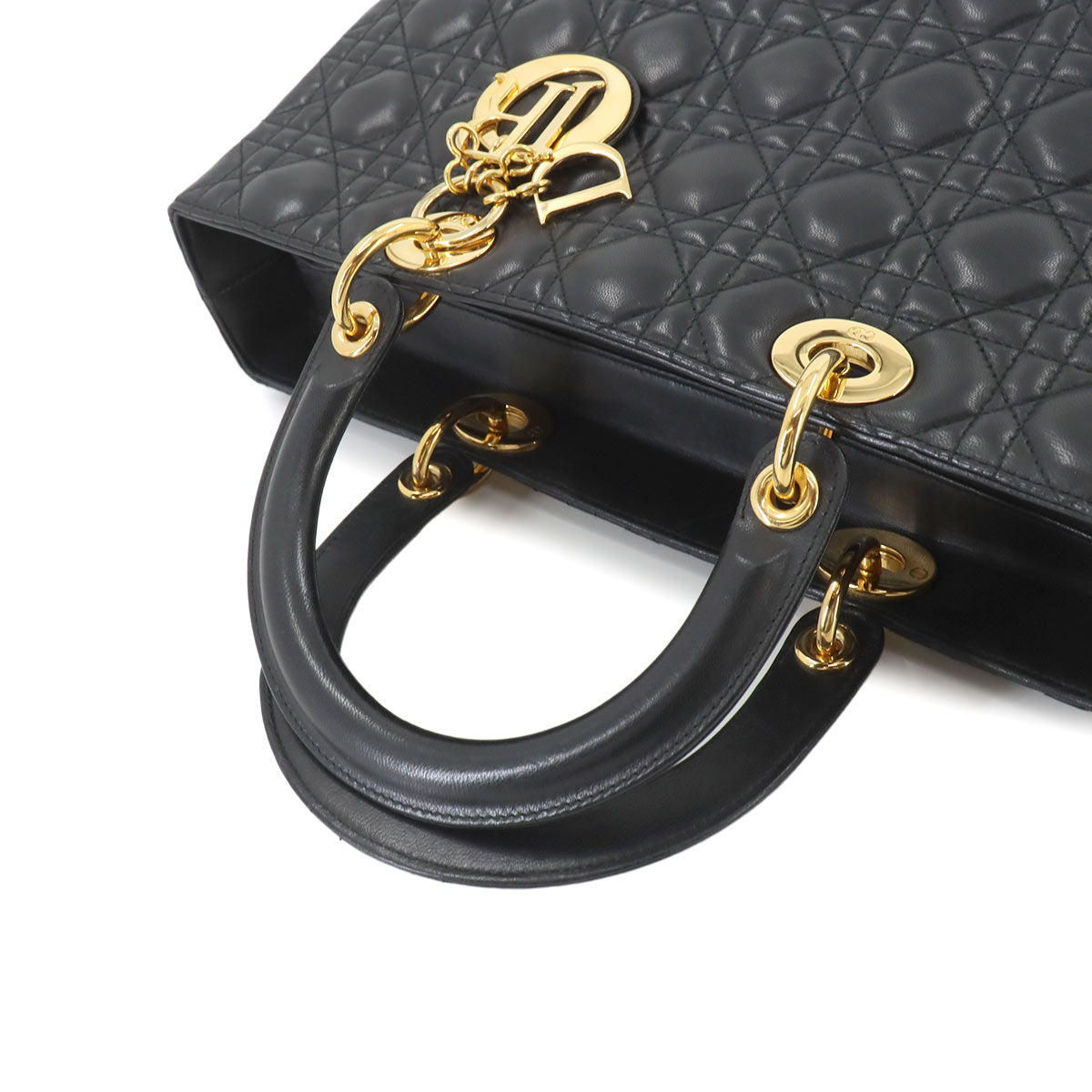 Lady Dior Large 2way Hand Shoulder Bag Leather Black 90255247