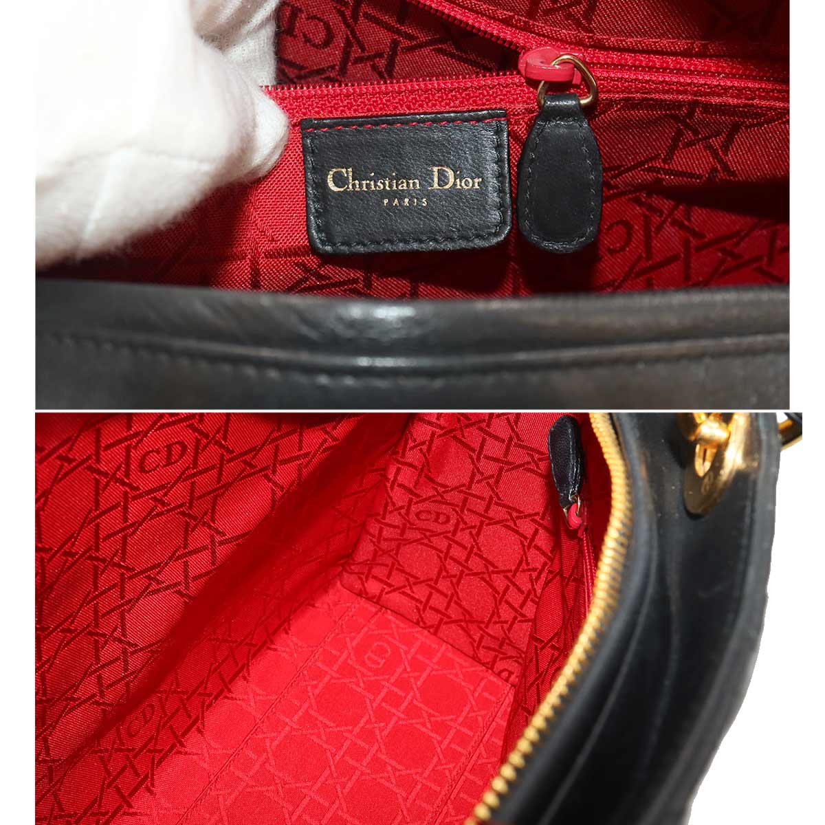 Lady Dior Large 2way Hand Shoulder Bag Leather Black 90255247