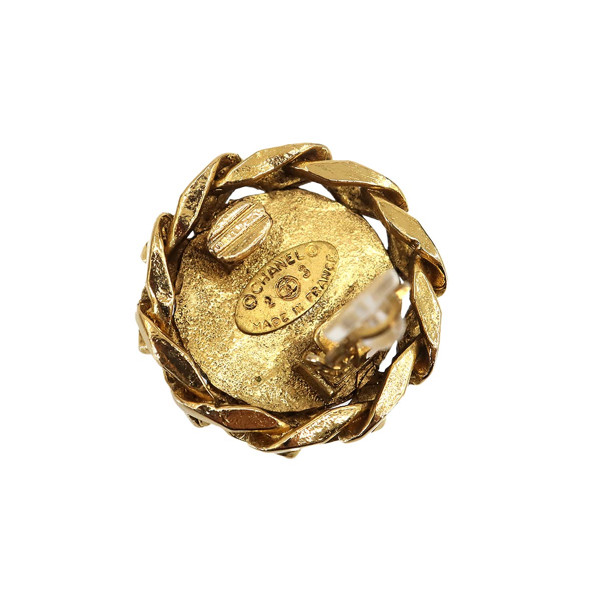 Coco Earrings Round type Rhinestone Gold Vintage Accessory