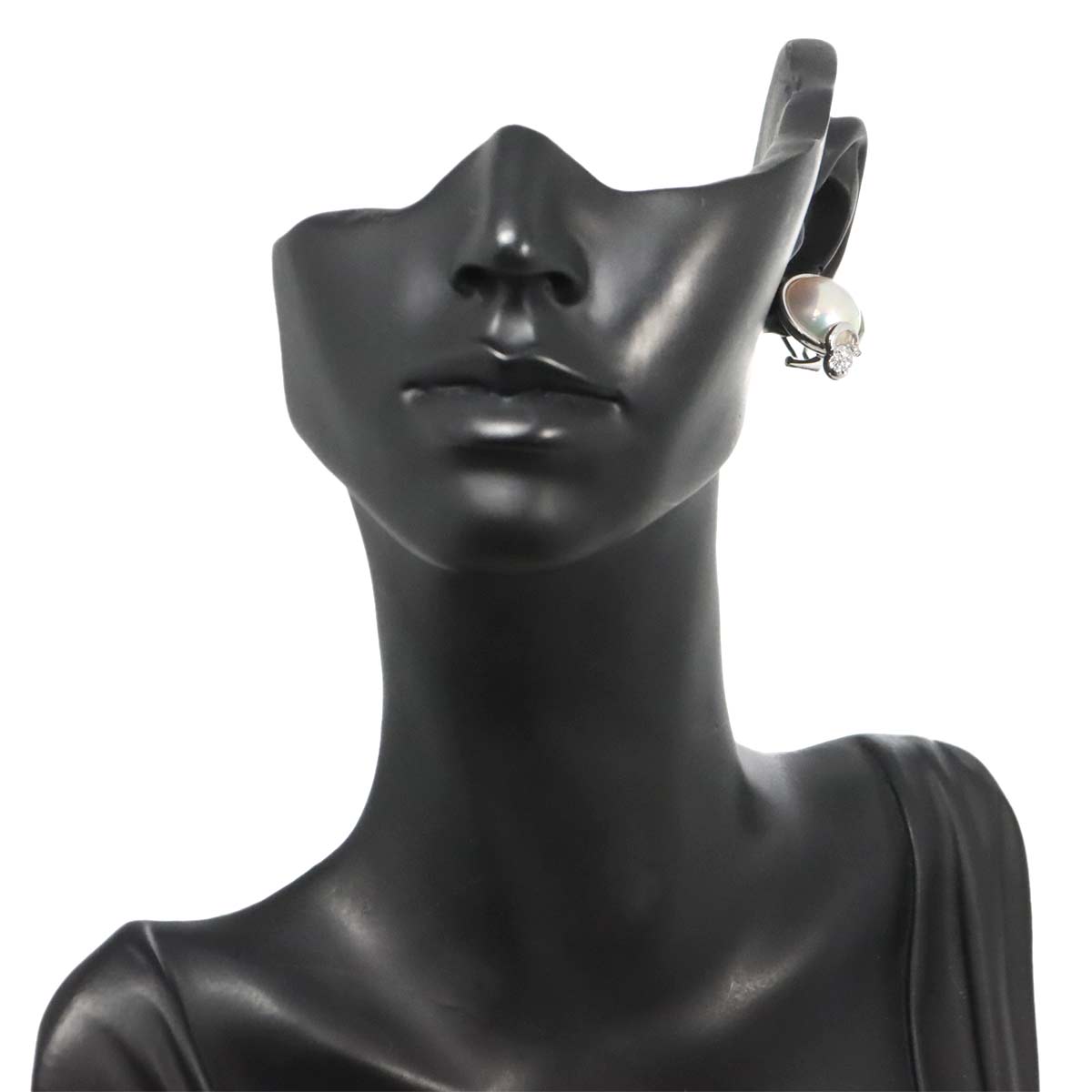 Mabe Pearl Diamond 0.05/0.05ct Earrings Clip on 14K WG 585