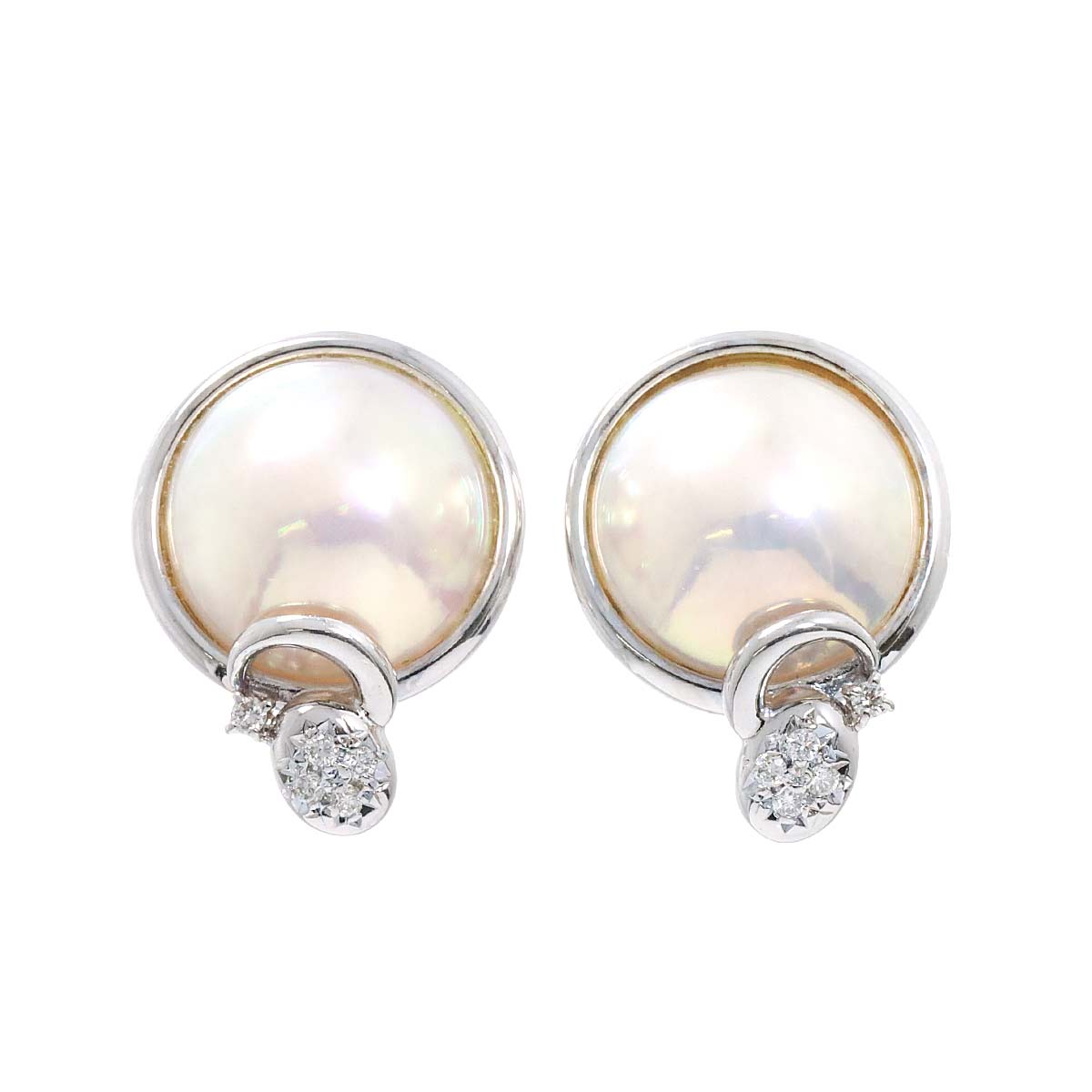 Mabe Pearl Diamond 0.05/0.05ct Earrings Clip on 14K WG 585