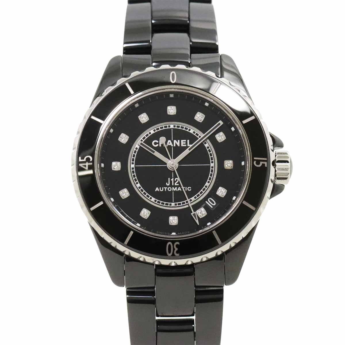 J12 H5702 38mm 12P Diamond Automatic Black Dial Mens Watch