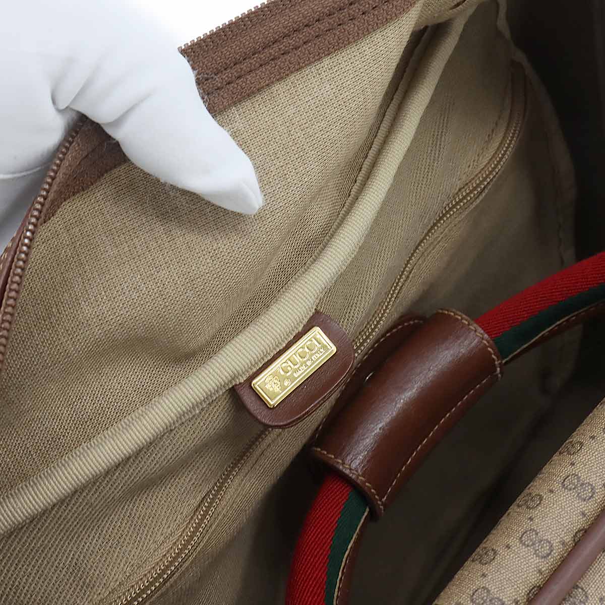 GG Plus Boston Shoulder Bag PVC Leather Beige Brown Sherry Line