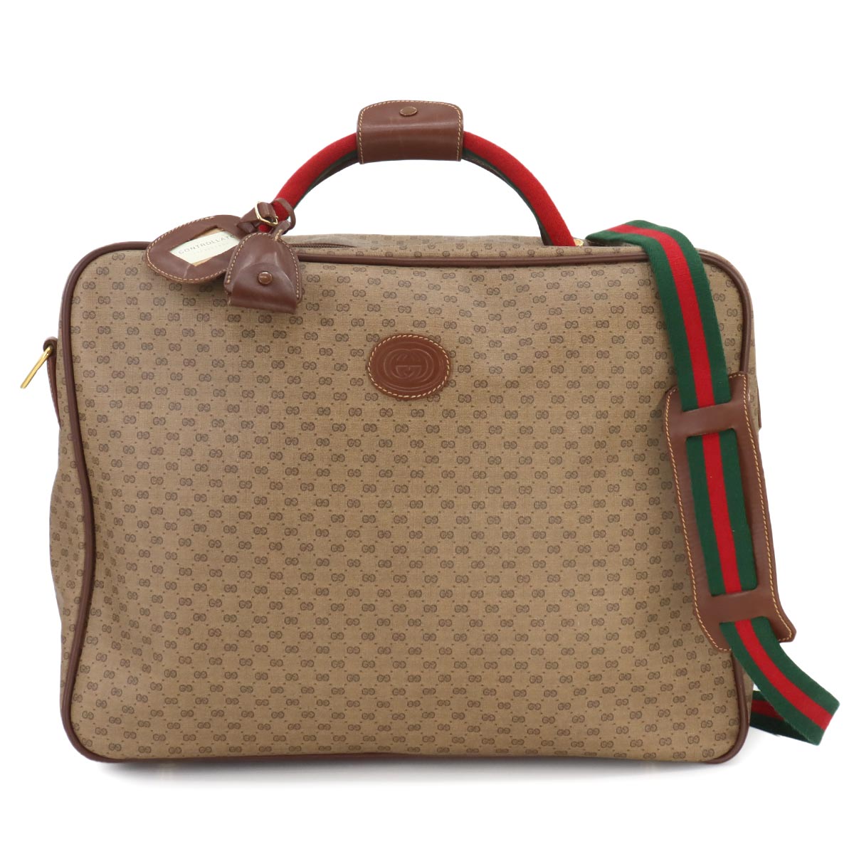 GG Plus Boston Shoulder Bag PVC Leather Beige Brown Sherry Line