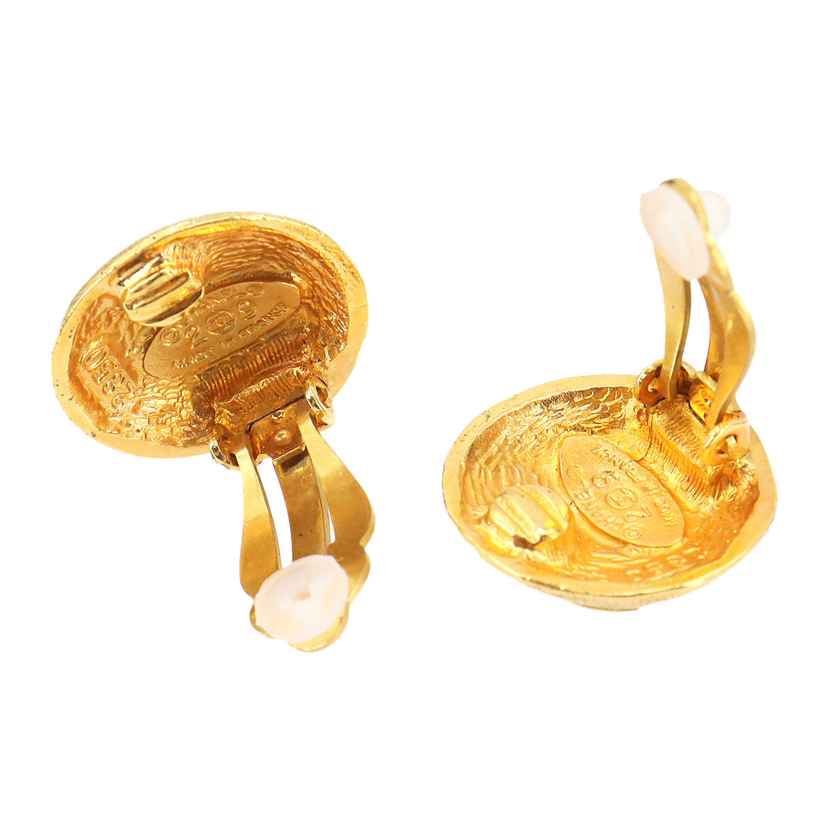 Coco Logos Earrings Round type Gold Vintage Accessory