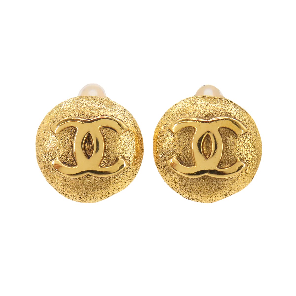 Coco Logos Earrings Round type Gold Vintage Accessory