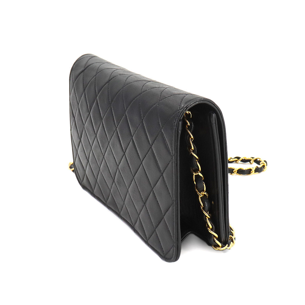 Matelasse Chain Shoulder Bag Leather Black A03568 Vintage