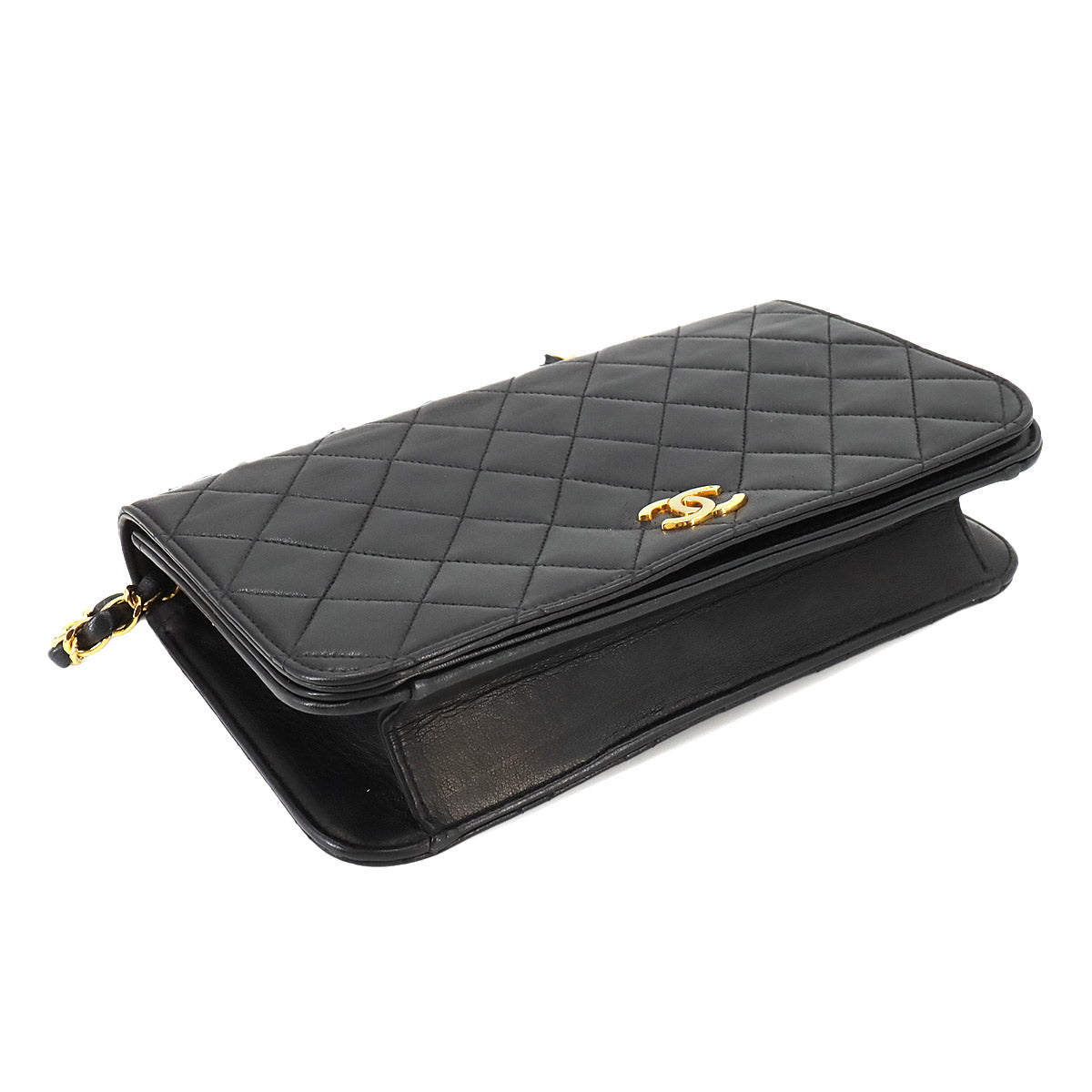 Matelasse Chain Shoulder Bag Leather Black A03568 Vintage