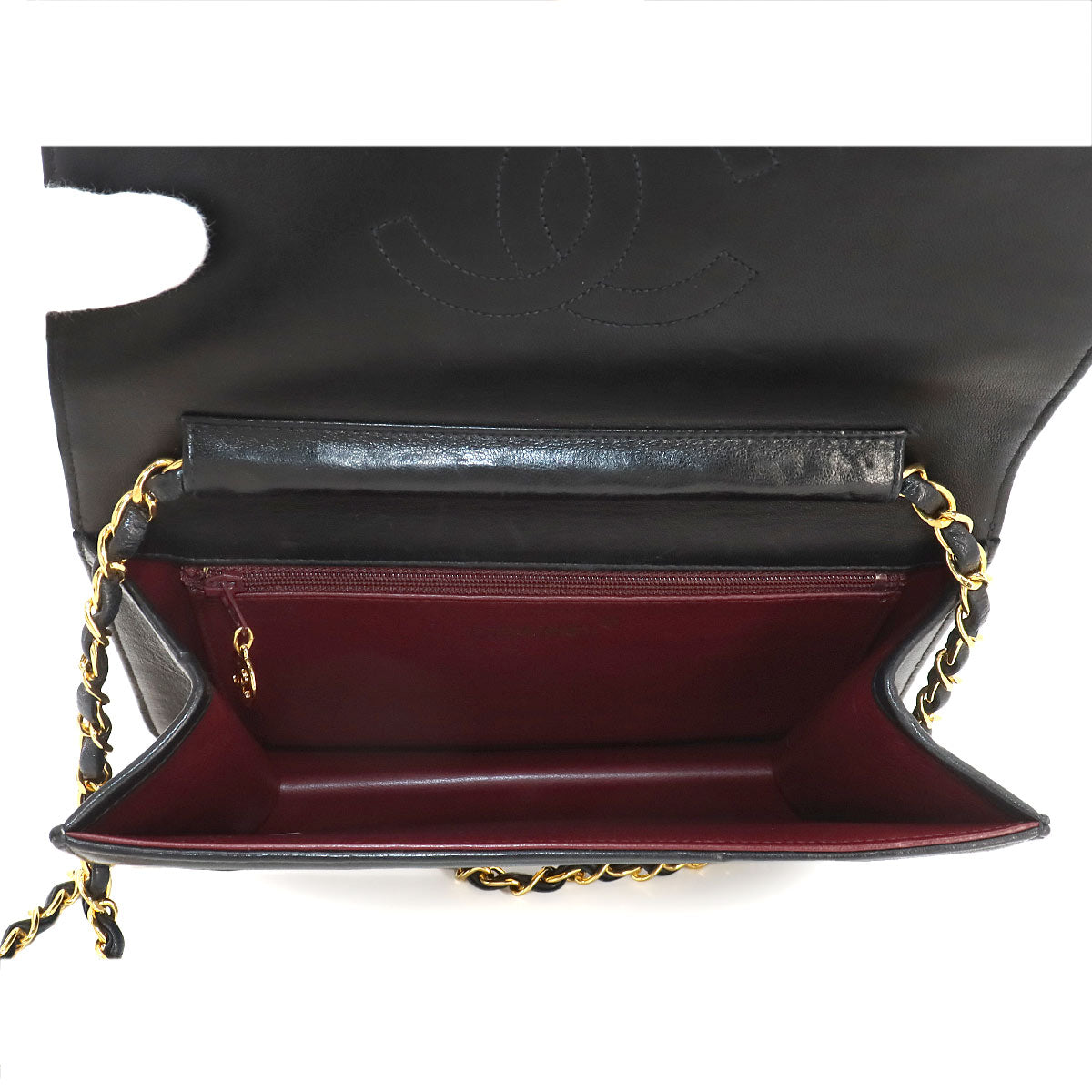 Matelasse Chain Shoulder Bag Leather Black A03568 Vintage