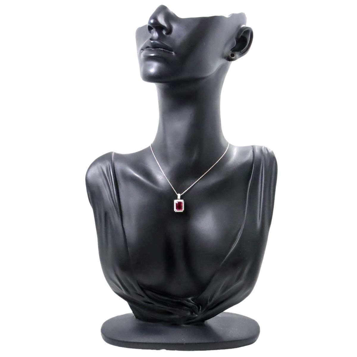 Tourmaline 1.78ct Diamond 0.16ct Necklace 18K White Gold 750