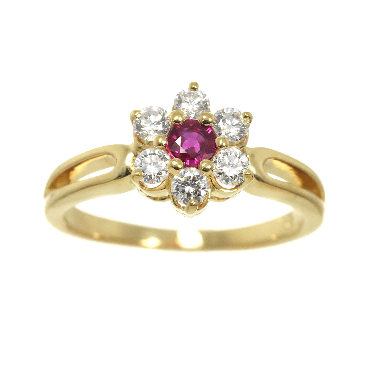MIKIMOTO Ruby 0.17ct Diamond 0.24ct Ring 18K YG 750 Size3.75-4(US)