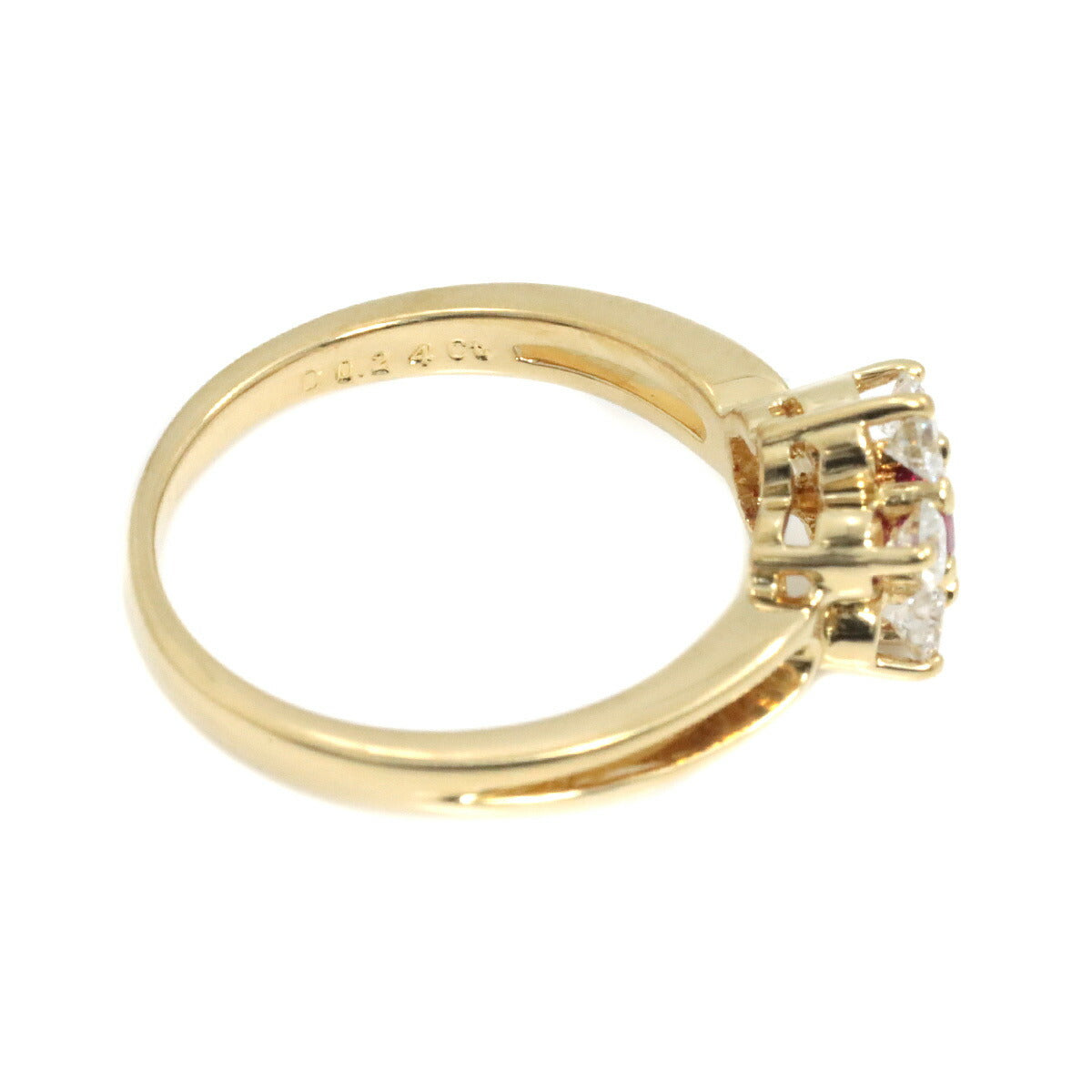MIKIMOTO Ruby 0.17ct Diamond 0.24ct Ring 18K YG 750 Size3.75-4(US)