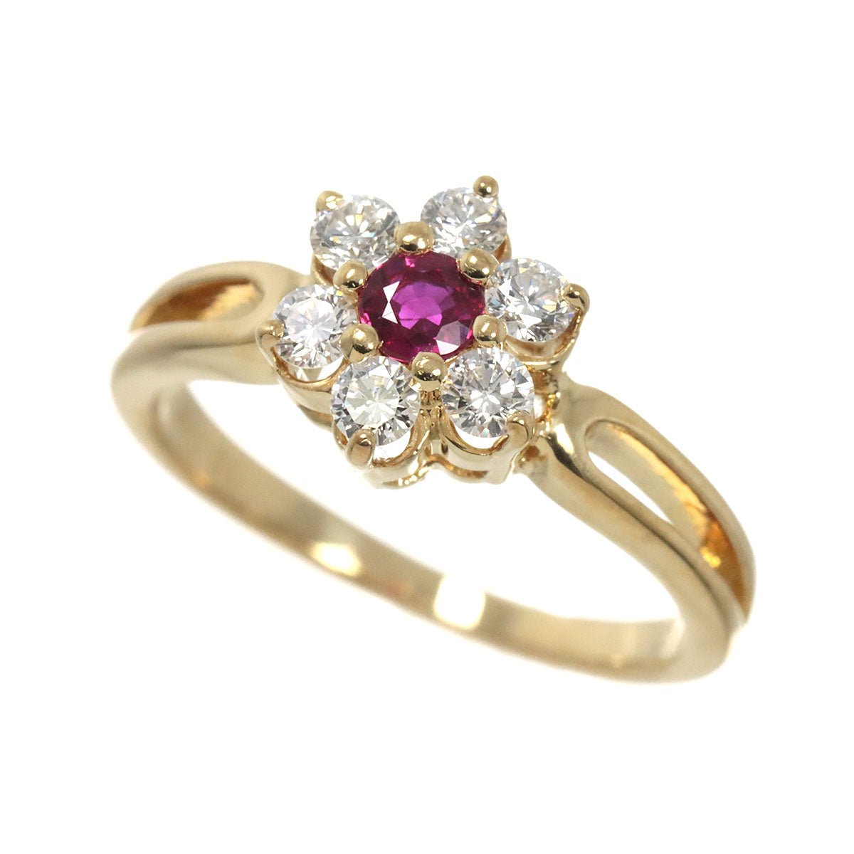 MIKIMOTO Ruby 0.17ct Diamond 0.24ct Ring 18K YG 750 Size3.75-4(US)