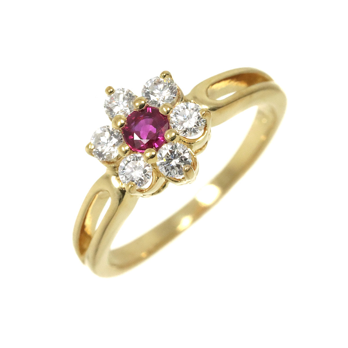 MIKIMOTO Ruby 0.17ct Diamond 0.24ct Ring 18K YG 750 Size3.75-4(US)