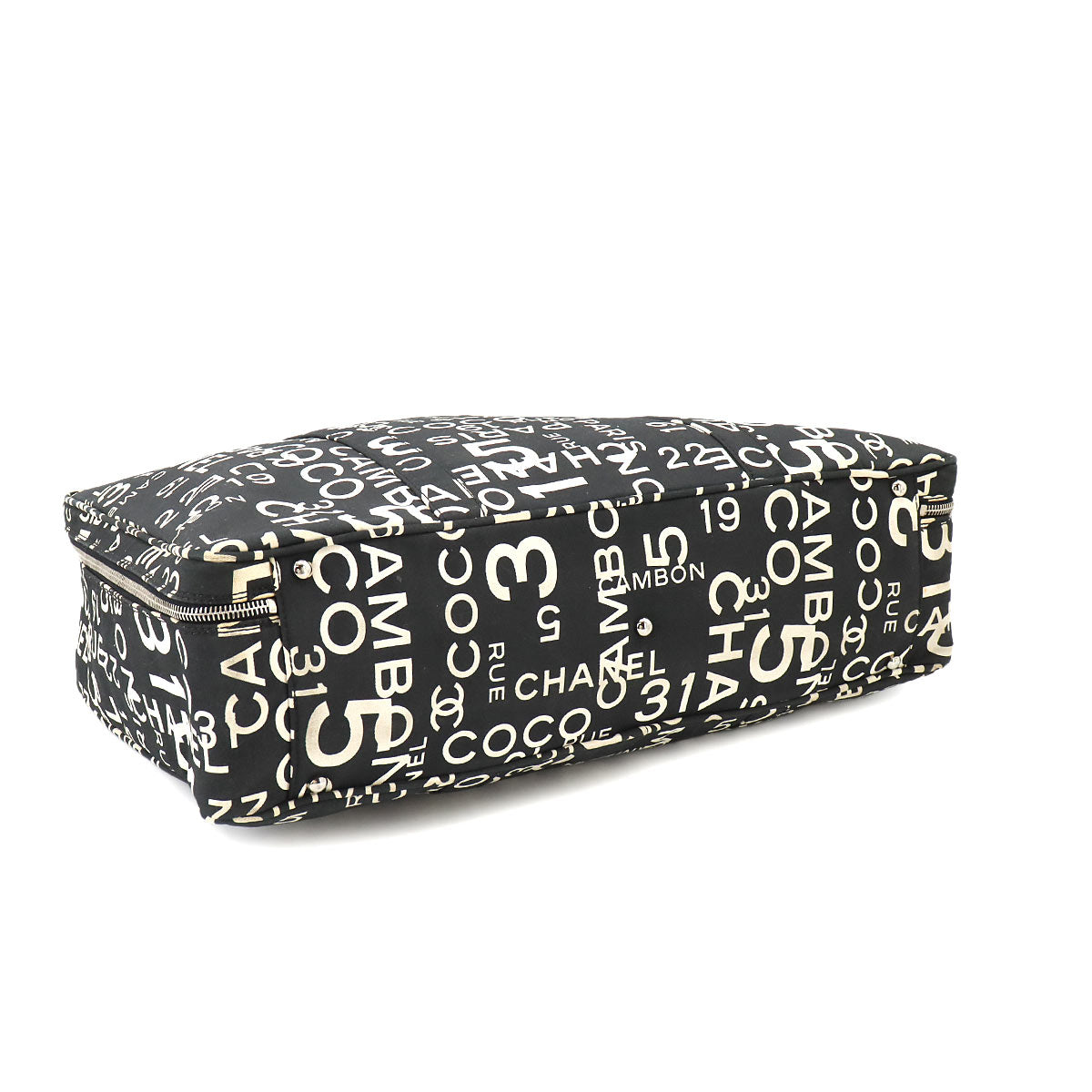 Bicyie Line Boston Bag Canvas Black White Purse