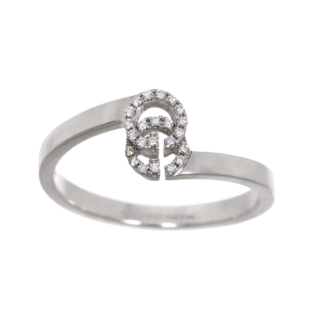 GUCCI GG Logo Ring Diamond 18K K18 WG 750 size11 5.25-5.5(US)