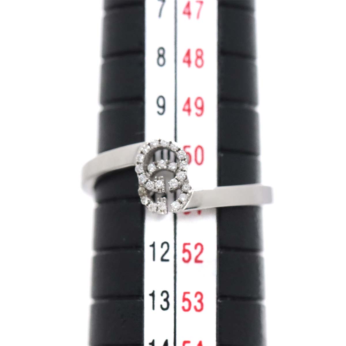 GUCCI GG Logo Ring Diamond 18K K18 WG 750 size11 5.25-5.5(US)