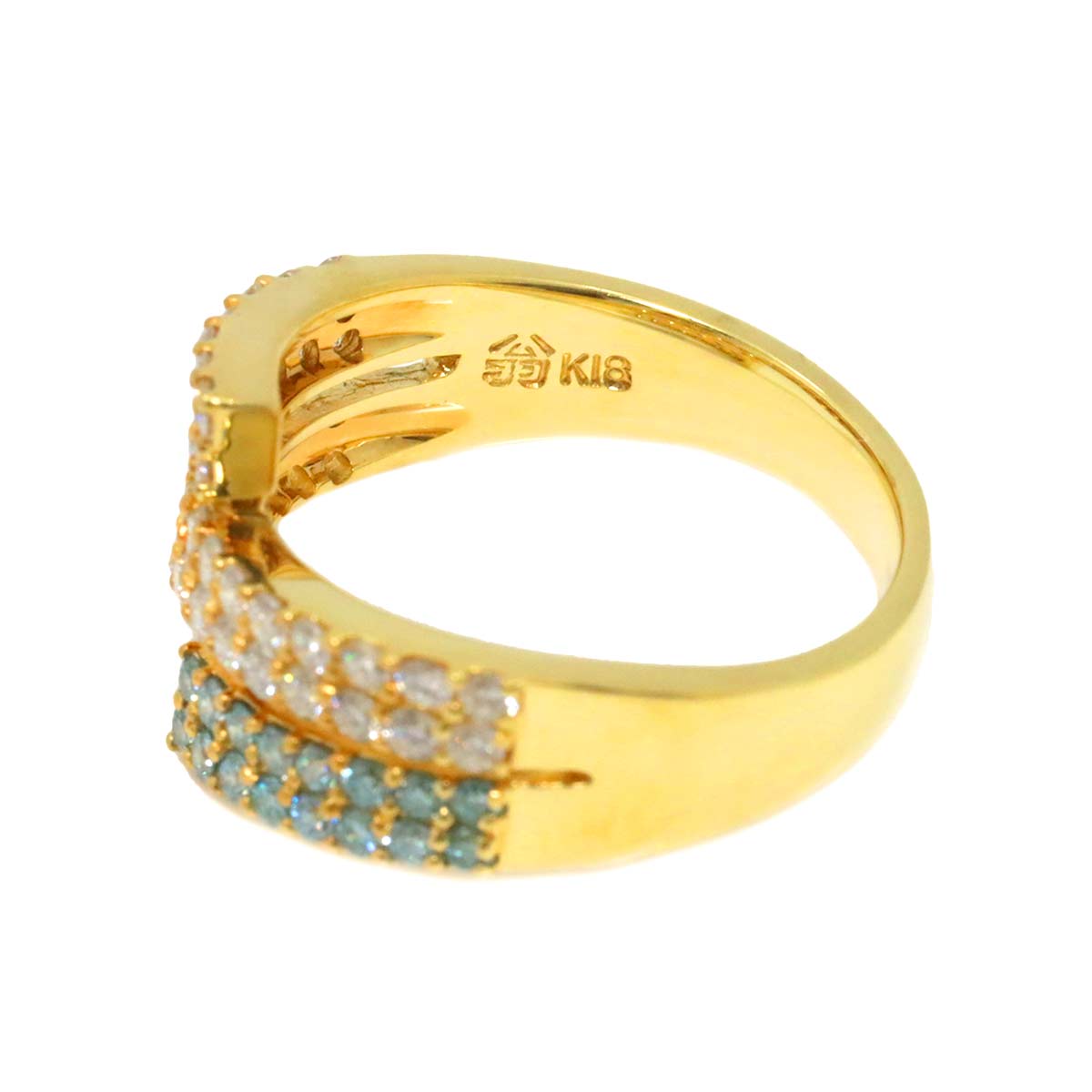 Jun Okina Diamond 0.20ct/0.68ct Ring 18K YG 750 size6(US)