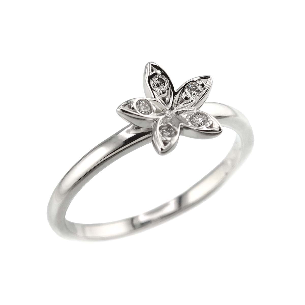 TASAKI Diamond 0.05ct Flower Ring 18K White Gold 750 Size5.75-6(US)