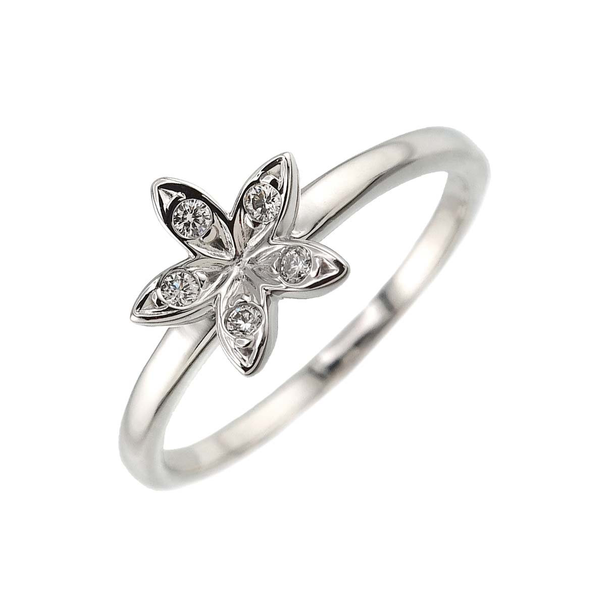 TASAKI Diamond 0.05ct Flower Ring 18K White Gold 750 Size5.75-6(US)