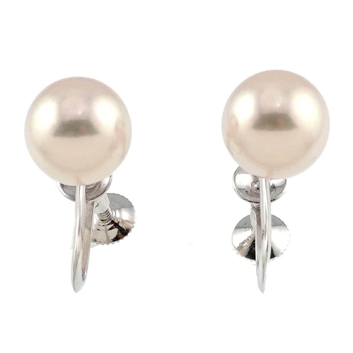 Akoya Pearl 8.9mm Earrings 14K WG White Gold 585