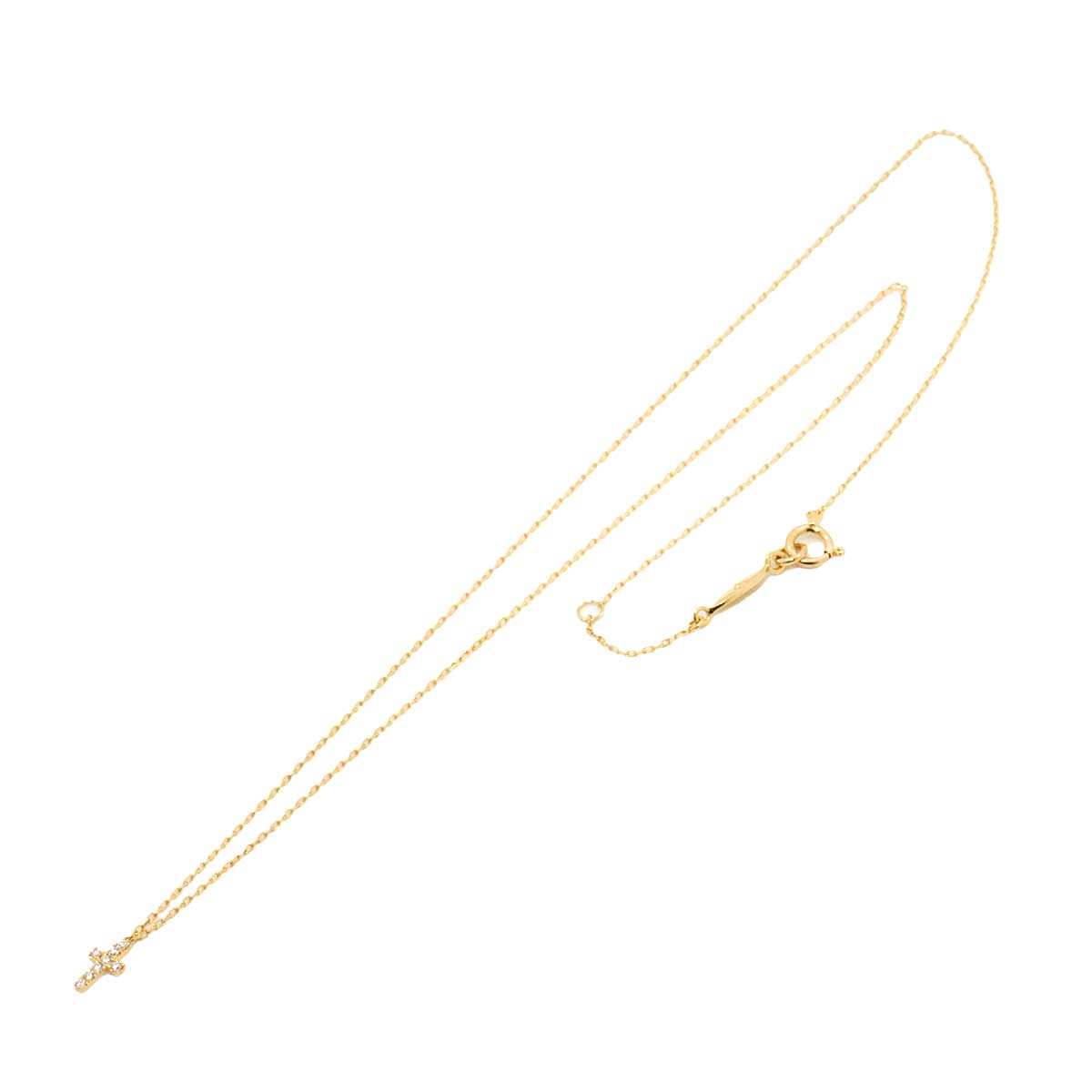 Diamond 0.05ct Cross Necklace 18K Yellow Gold 750